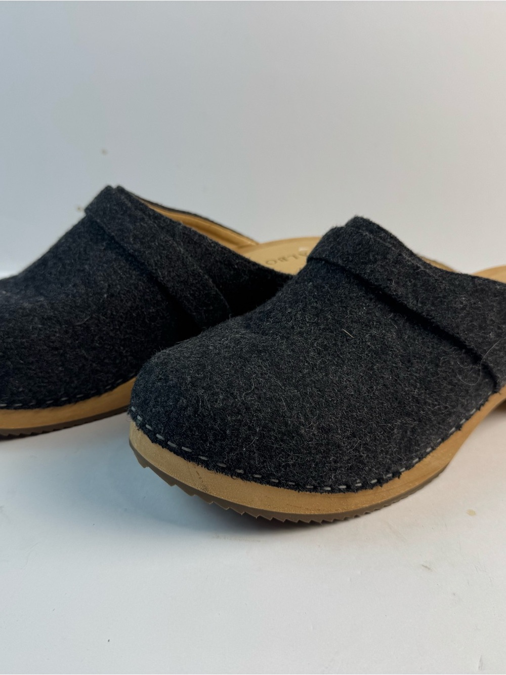 Talbots Charcoal Felt Slip-On Clogs